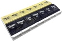EZY DOSE Push Button (7-Day) Pill Case, Medicine Planner, Vitamin Organizer, 2 veces al día, AM/PM Container, X-Large Compartments, Arthritis Friendly, Easy to Use, Clear Lids, Blue/Yellow, BPA Free