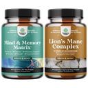 Bundle of Advanced Nootropics Brain Support Supplement with Memory & Focus Vitamins and Advanced Lion's Mane Mushroom Supplement with Reishi, Chaga, Maitake " Shiitake for Memory Support " Focus