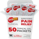 Packets Gel Clinical Alivio del Dolor de Stopain, USA Made, Max Strength Fast Acting with MSM, Glucosamine, Menthol for Arthritis, Lower Back Sciatica, Knee, Neck HSA FSA Topical Analgesic Products, 50 Pack