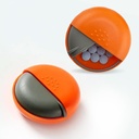 Organizador de píldoras redondas - Caja pequeña portátil para el futuro - Compacto, Contenedor de medicina de Leak-Proof para píldoras, vitaminas, aceite de pescado, suplementos - Diseño libre de BPA, 2,75" (Orange)