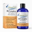 HoneyCombs Vitamina B Complex Drops – Suplemento líquido con vitamina B1, B2, B3, B5, B6, B7, B9, B12 &amp; Vitamina C – Super B Complejo Vitaminas – Suplemento líquido libre de alcohol, 16 Fl Oz.