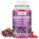 Magnesium Gummies for Kids - Magnesium Glycinate, Citrate, Prebiotic, Zinc - Kids &amp; Adults Magnesium Complex Calm Gummies for Nerve Bone & Muscle Health for Kids Wellness, Vegan Grape Flavor 60 Count