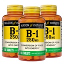MASON NATURAL Vitamina B1 Thiamine 250 mg, 300,Day Supply, Dietary Supplement to Support Natural Energy Levels, 100 Tablets (Pack of 3)