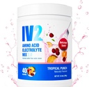 Polvo de hidratación Premium IV2 - Mezcla de electrolito libre de azúcar + Aminoácidos " Vitaminas esenciales I Vegan, No GMO, Libre de gluten, Libre de cafeína (40 Servimientos)