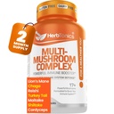 Herbtonics All-in-One Mushroom Supplement for Immune System Support Silencio Nootropic Brain Support Suplemento con Lion's Mane, Cordyceps, Reishi ← Powerful Mushroom Complex ← 120 Vegan Capsules