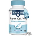 Freeda Super Cal/Mag – Kosher Vegan Bone Health Supplement – Supports Bone Strength, Nerve Function & Muscle Relaxation – Vegetarian Calcium Magnesium Capsules – Third-Party Tested – (100 cápsulas)