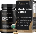 Cápsulas de café 100% orgánico de hongos - Suplemento de energía natural con 130 mg de cafeína de grano de café verde patentado clínicamente y extractos de Guayusa para energía libre de jitter " Focus (60 piezas)