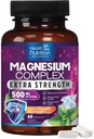 Complejo de magnesio capsules 500 mg con óxido, glinato, malate, citrato - Complejo de alta absorción Suplementos minerales de magnesio - para el musculo, el hueso y la salud del corazón - 60 cápsulas