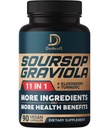 Soursop Graviola Capsules - 3 Months Supply - 9450mg Por Serving - 11 Herbs Elderberry, Turmeric Curcumin, Ginger Root, Milk Thistle - Mood, Mind, Body & Immune Support - 90 Vegan Capsules