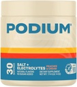 Podium Nutrition Training Salt + Electrolytes Powder, Peaches & Cream, Post Workout Hydration &amp; Muscle Recovery Support, Electrolyte Drink, Magnesium, Potassium, Calcium &amp; Sodium Salts, 30 Servings