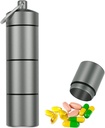 Gran Keychain Pill Holder, EFFIET 3 Compartments Metal Pill Fob Case, Travel Medicine Container for Emergency Pills/Vitamin/Fish Oils/Capsule, Waterproof for Travel, Hiking, Camping (Mat Terminado)