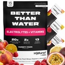 Electrolyte &amp; Vitamin Supplement Powder, Drink Mix with B12, L-Theanine, D3, K2, Zinc, Magnesium, Potassium, Supports Calm Focus &amp; Energy, Variety Pack 1, 15 Pack