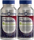 Silver Lining Pre " Probiotics + Enzymes Digestivos TEN 50 Billion CFU/Active Cells TEN Digestive &amp; Immune Function Support, Reduces Bloating  durable Shelf-Stable Formula TEN 240 Count (Pack of 2)