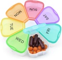 Quacc Cute Organizador semanal de píldoras Viaje 7 Días Caja de píldoras redondas portátiles Pill Container Medcine Holder para grandes medicamentos de aceite de vitaminas