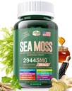Sea Moss 12000mg Black Seed Oil 6000mg Ashwagandha 3000mg Turmeric 1000mg Bladderwrack 2000mg Burdock 3000mg &amp; Vitamin C &amp; D3 con Elderberry Manuka Dandelion Yellow Dock Iodine Chlorophyll ACV