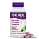 Natrol Fast Dissolve Vitamina D3 2,000 UI, Suplemento dietético para el Hueso y la Salud Conjunta, Suplemento de Apoyo al Hueso, 90 Tabletas, 90 Day Supply