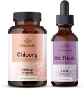 HerBAMAMA Chicory and Milk Thistle Kit - Bundle of 1200 mg Chicory Root Capsules " Milk Thistle Tincture 2 fl oz - Vegan, Non-GMO, Sugar " Alcohol-Free - 2 Pack