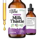 Wild &amp; Organic Milk Thistle Liquid Drops - Liver Cleanse Detox - Silymarin Milk Thistle Supplement for Liver Support - Add to Tea - Silybum Marianum Seed Extract Tincture - Sugar &amp; Alcohol-Free - 4 oz