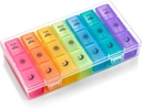 Caja semanal de Organizador de Píldoras – Caja de Píldora de 3 Tiempos a Días - Dispensador plástico grande con 7 Días Compartimientos nocturnos para Píldoras, Suplementos, Aceites de Pesca y Vitaminas