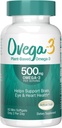 OVEGA-3 Planta-Basada Omega-3 de Algal Oil Daily Supplement, 500mg, Apoya Cerebro, Ojo & Corazón Salud, Dos mini softgeles por día, 60 Cuenta