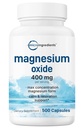Oxido de magnesio 400mg, 500 cápsulas vivieron Formulario Elemental para Max Concentration ¦ Apoya la calma, el músculo " Nerve Health ← Non-GMO