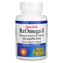 Factores naturales - Rx Omega-3 Factores Mini-Gels, EPA 350mg, DHA 140mg, soporta la salud cardiovascular, 60 geles blandos