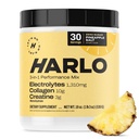 Harlo - Colagen &amp; Creatine Electrolyte Drink Mix – Pineapple Salt Flavor – Hidrating Pre &amp; Post Workout Powder – Apoya Skin, Mixs &amp; Muscle Recovery – Sugar-Free Energy Boost