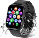 Reloj inteligente para hombres mujeres compatible con iPhone Samsung Android Phone 1.83 pulgadas Full Touch Screen IP68 Waterproof Bluetooh Fitness Tracker Heart Rate/Sleep Monitor, Black