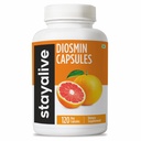 ALIVE Pure Diosmin Complex 1000mg Fórmula, 120 cápsulas, Citrus Bioflavonoids Rich Fruit Extract, 2 Month Supply, 100% Vegetariano, No GMO &amp; Gluten Free Diosmin Supplement