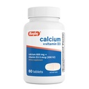 Calcio de Rugby 600 mg Tabletas con vitamina D3 200IU (5 mcg) - Suplemento dietético de vitamina D libre de gluten para la salud de los huesos y la absorción de calcio, 60 cuenta (1 paquete)