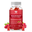 400mg Magnesium Glycinate Gummies con 200mg Magnesium Malate, Vitamina D, B6, y CoQ10, Magnesium Glycinate Suplemento para la Relajación y Cognición, Sugar Gratis, Raspberry Flavor - 60 Gummies