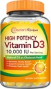 Recetas del doctor Vitamina D3 10000 UI, Huesos, Dientes y Apoyo Inmunitario, No GMO, No Gelatina, Gluten o Soya, 90 Días Suministro, 180 Vegetariano Softgels