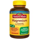 Nature Made Magnesium L-Threonate with Vitamin C & Vitamin D3, Proporciona 130 mg de Mag a partir de 1800 mg Magnesium L Threonate, Cognitive Support Magnesium Suplemento, 90 cápsulas, 30 Day Supply