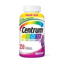Centrum Multivitamínico para Mujeres, Multivitamínico/Multimineral Suplemento con Hierro, Vitamina D3, B Vitaminas y Antioxidantes Vitaminas C y E, Tablet, Gluten Free, Ingredientes No GMO - 250 Con
