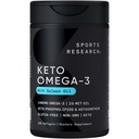 Sports Research® Keto Omega Fish Oil 1400mg - Full Spectrum Omega-3 Blend with Astaxanthin " Coconut MCT Oil - Keto Certified, Soy " Gluten-Free (120 Softgels)