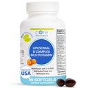 Core Med Science Liposomal Methylated Multivitamin B-Complex, 90 Softgels - Non-GMO Active Super B Complex Vitamin Supplement for Heart Health - VIT Methyl B Complex Immune Support Suplemento