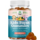 Gummies de enfoque infantil - Suplemento de apoyo cerebral nootrópico para niños con extracto de té verde, vitaminas B6 &amp; B12 para memoria y foco cerebral - Cerdos de concentración de hierbas para niños - 90 Conde