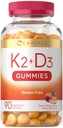 Carlyle Vitamin D3 K2 Gummies Silencio 90 Conde ← 5,000 UI de D3 + 100 mcg MK7 Silencio Vegetariano, No GMO, y Gluten suplemento de vitamina libre