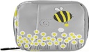 Caricón Daisy Bee Pill Box 7 Day Pill Case Travel Pill Organizer Bag with Zipper Portable Weekly Case Compact Size for Vitamin Supplement Holder