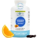 Vitamina Liposómica C 1000mg por Core Med Science, 270 Softgels - Suplemento No GMO Vitamina Liposómica Natural C que promueve la piel sana - Booster de sistema inmunológico para adultos, apoya la formación del colágeno