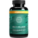 Píldoras multi colágeno para hombres y mujeres (Tipo I, II, III, V, X) 120 Cápsulas w/Vitamin C para el cabello, la piel, las uñas