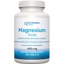 Magnesium 400mg [High Potency] Suplemento – Oxido de magnesio para soporte inmunitario, recuperación muscular, calambres y relajación 120 Tabletas