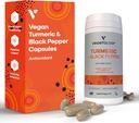 Vegan Turmeric " Black Pepper Capsules (60 cápsulas) – Suplementos Témicos Capsulas 1 al día - Suplementos para adultos y niños
