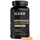Eliixr Methylated Multivitamin Supplement for Men and Women, con 1500mcg de Active Folate y 500mcg de Active B12 en cada cápsula. 60 cápsulas, 60 días de suministro, Iron Free, Made in The USA