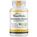 Vitalidad vegana Multivitaminas " Minerales para Mujeres y Hombres con alta resistencia Vitamina B12, D3 " K2. Vitaminas para veganos " Vegetarianos
