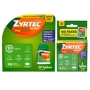 Zyrtec 24 horas Alivio de Alergia Tabletas, Indoor &amp; Alergia al aire libre Medicina con 10 mg Cetirizine Hydrochloride Antihistamine, Value Bundle of one, 90 ct Bottle & Three, 1 ct Travel Packs