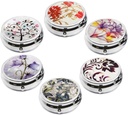 6Pcs Elegant Pill Box Case, CREATIEE-PRO Medicina Portátil Tablet Vitamin Holder Organizer with 3 Component for Purse Pocket Travel - Practice &amp; Fashionable(6 Patrones, 1.6 pulgadas)