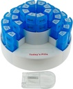Deke Home - 31 Días Organizador de píldoras mensuales XL con cargador de pila, libre de BPA, 4 veces al día (AM PM), caja grande para múltiples dosis diarias, compartimentos extraíbles, dispensador de viaje de caso duro