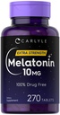 Carlyle Melatonin 10mg ← 270 Tablets  durable with L-Theanine Silencio Vegetarian, Non-GMO, Gluten Free Supplement