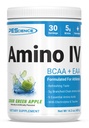 PEScience Amino IV BCAA &amp; EAA Powder, Aminoácidos Esenciales, Taurine, Electrolitos para la hidratación y recuperación muscular, Azúcar Gratis para Hombres &amp; Mujeres, Post Workout - Manzana Verde Sour - 30 Servimientos